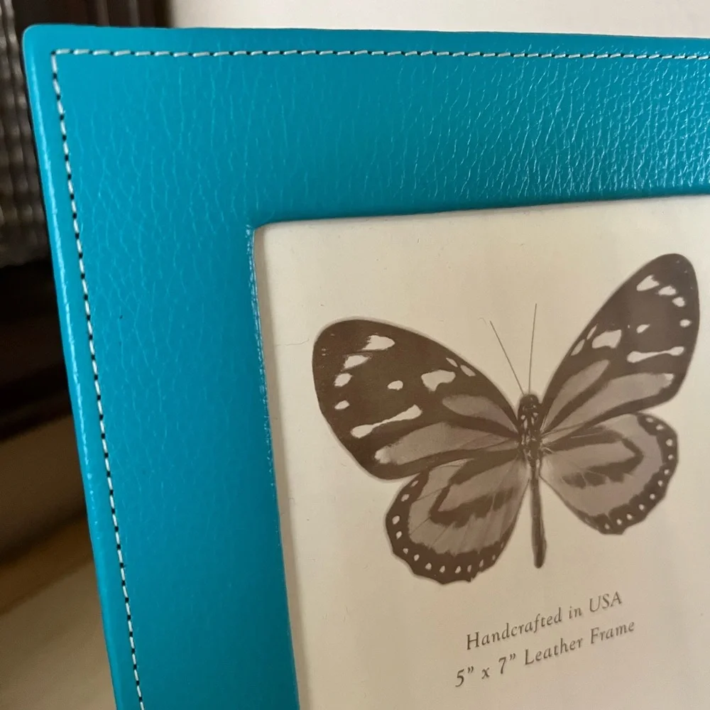 NWT Raika Handcrafted Leather Picture Frame Turquoise 5